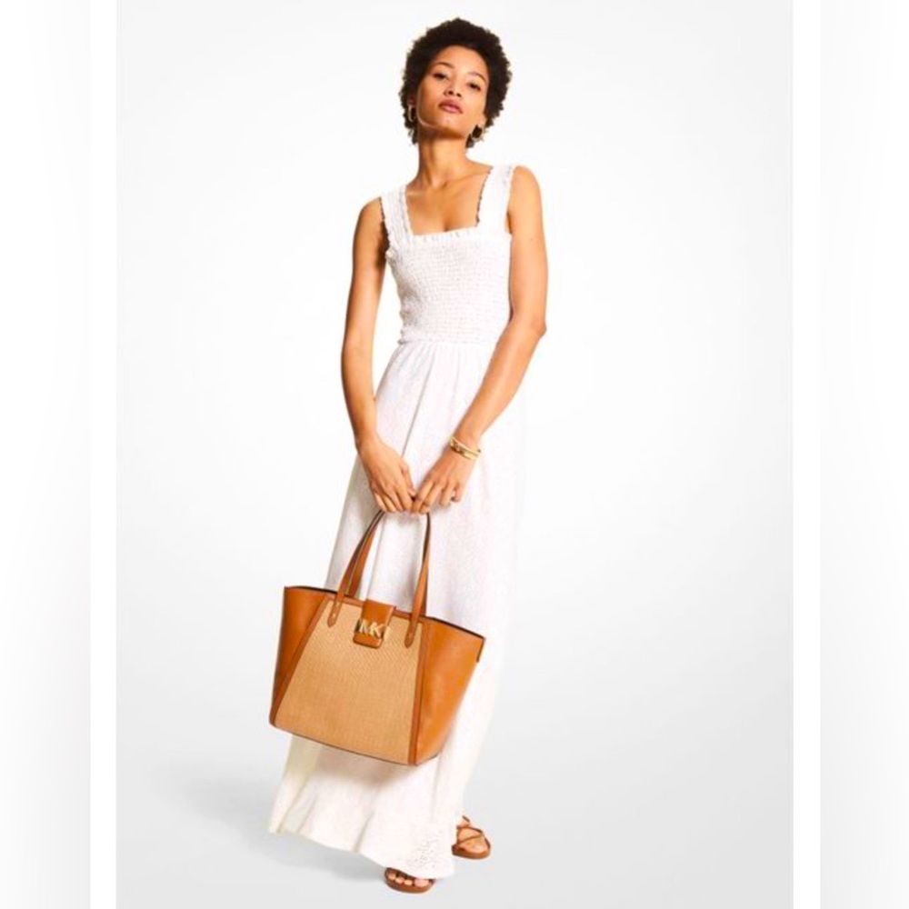 Michael Kors Paisley Eyelet Smocked Woven Dress NWT